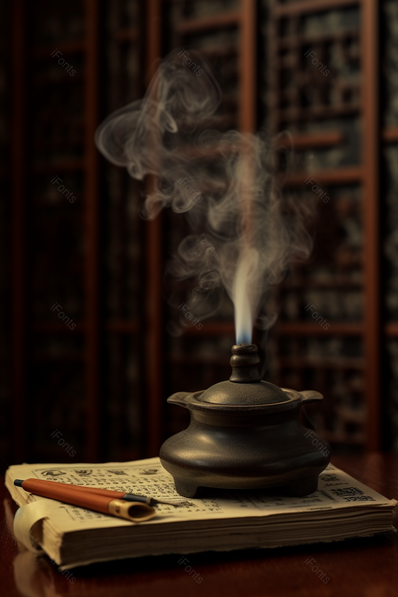 室内阅读室古书籍香炉钢笔古典设计风格实拍摄影图,高清,摄影图,摄影图片,图片大全,摄影图免费下载